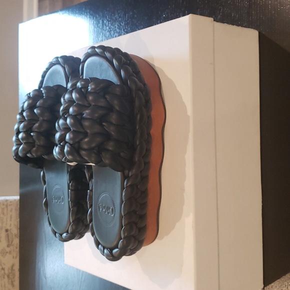 NWB! Chloe Wavy Leather Platform Slides 6/ 36 - Picture 4 of 8